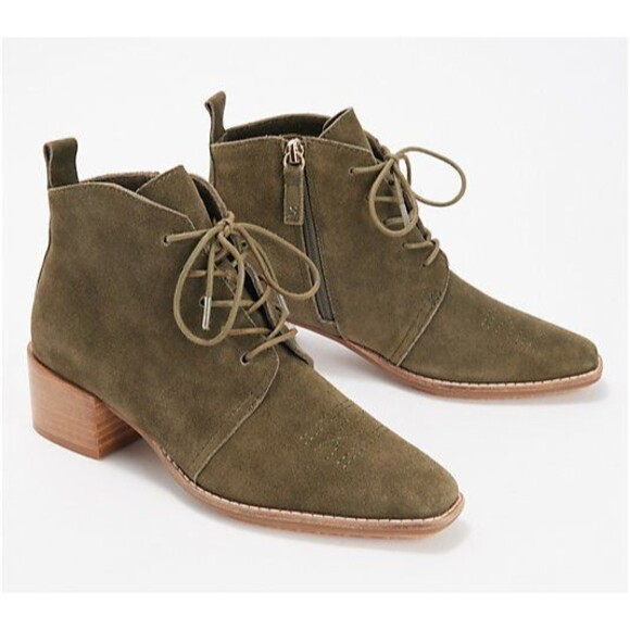 New Kelsi Dagger Getaway Boots Artichoke Suede Lace Up Western Stitches Size 9 - Picture 1 of 4